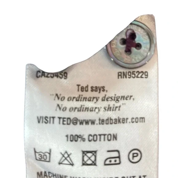 Ted Baker Men's Shirt Sz XL Blue Button Up Short Sleeve 100% Cotton‎ - Picture 7 of 7